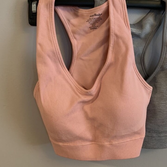 ANYBODY RIB KNIT SEAMLESS COZY LOUNGE BRALETTE SET OF 2 NEW LG ROSE & GREY - Picture 3 of 4